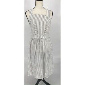 Lulus Women Apron Dress Size Small Black/White Stripe Crossback Open‎ back